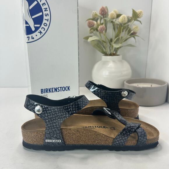 Birkenstock Taormina Sandal Magic Snake Black Silver Women 4/Kids 2 NWB Narrow - Picture 6 of 10